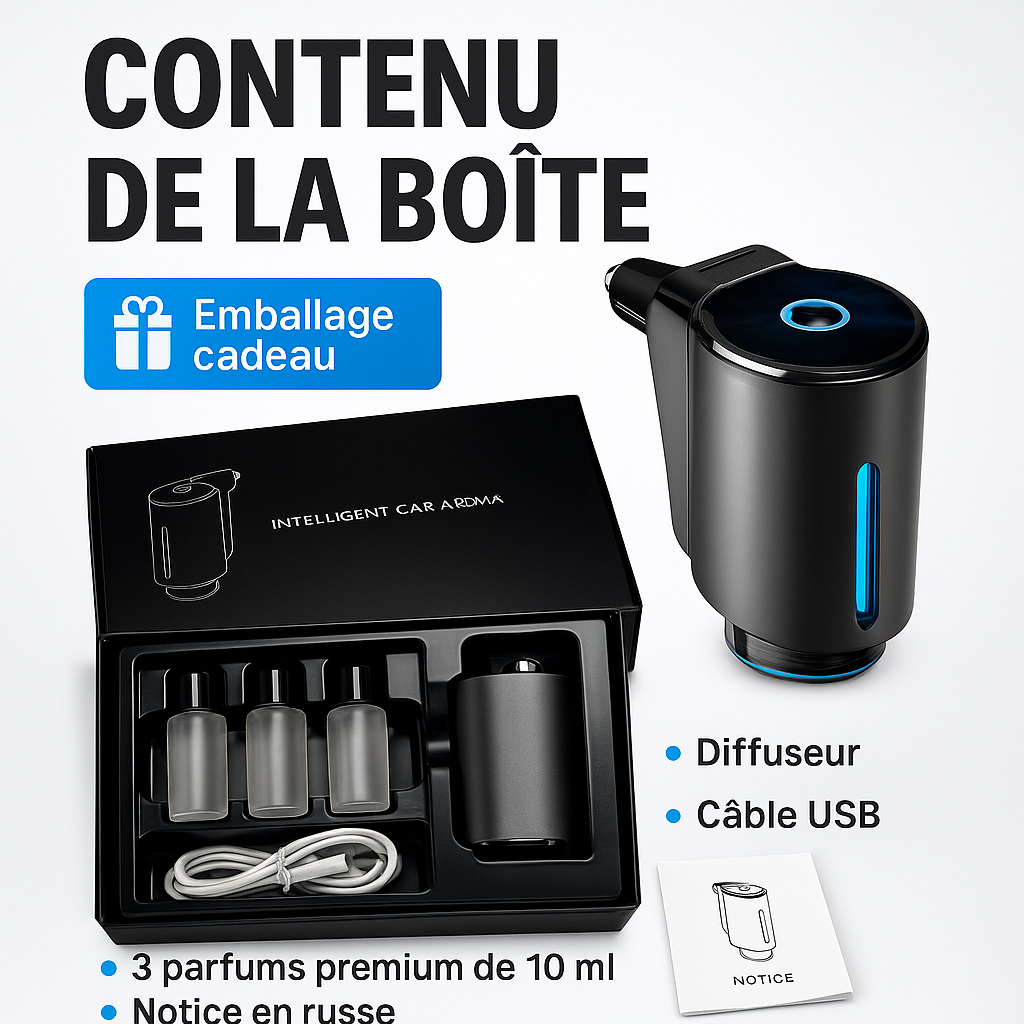 Diffuseur CarAroma™ + 3 Senteurs Offert