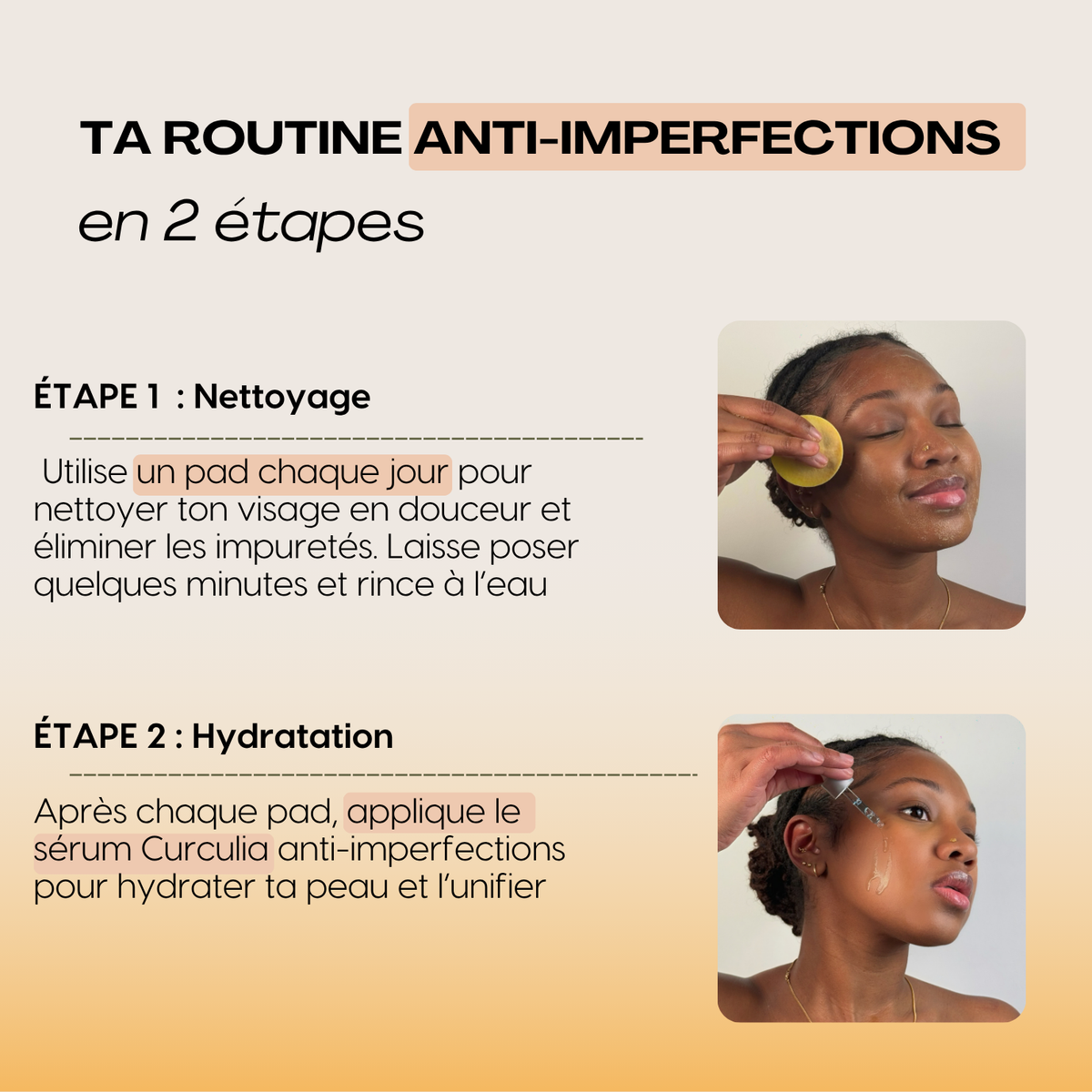 KURMEA+™ Pads anti-imperfections au Curcuma et à l’Acide Kojique